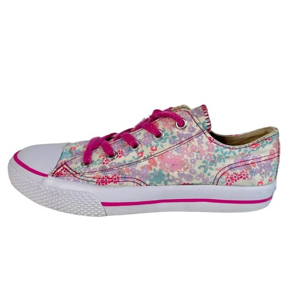 Airwalk Floral Canvas Shoes Girls Size 2 White Pink Sneakers - Picture 7 of 10